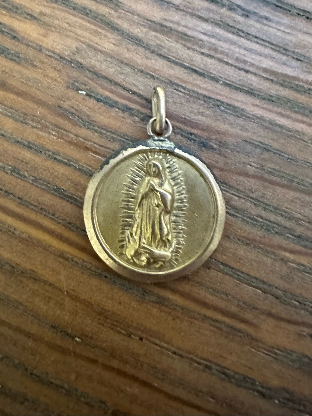Religious vintage Miraculous Virgin Mary charm pendant medal